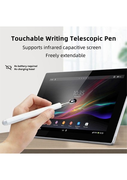 Dokunmatik Ekranlar Için Evrensel Teleskopik Stylus Kalem, Geri Çekilebilir Işaretçi Çubuğu ve Özel Flok Uçlu Stylus (Beyaz) (Yurt Dışından) modelleri