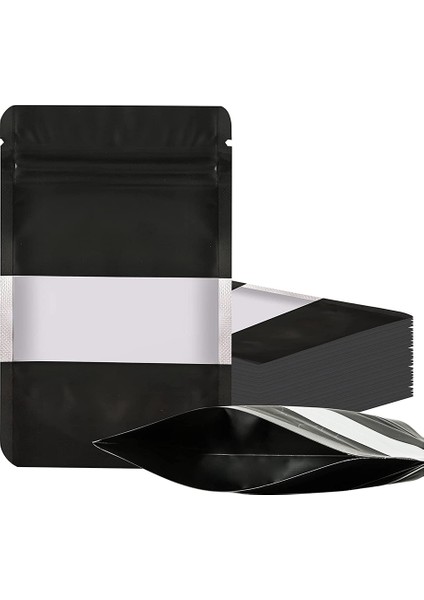 100 Adet Koku Geçirmez Mylar Çanta, Şeffaf Pencereli Açılıp Kapanabilir Gıda Saklama Torbaları, Gıda Depolama Için Folyo Kese Stand-Up Çanta (Yurt Dışından)