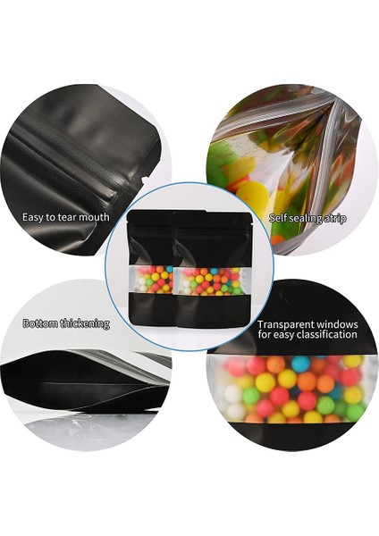 100 Adet Koku Geçirmez Mylar Çanta, Şeffaf Pencereli Açılıp Kapanabilir Gıda Saklama Torbaları, Gıda Depolama Için Folyo Kese Stand-Up Çanta (Yurt Dışından) fırsatları