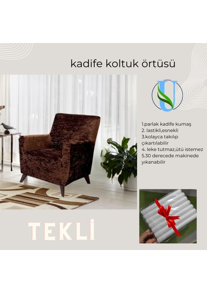 Uy Style Kadife Tek Kişilik Koltuk Örtüsü,berjer Kılıfı Lastikli