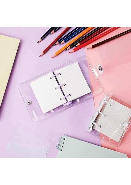 Adet Şeffaf 3 Telli Dosya Kapağı Pvc Şeffaf Defter Gevşek Yaprak Mini Bağlayıcı 80 Iç ve Doldurulabilir Çanta ile (Yurt Dışından)