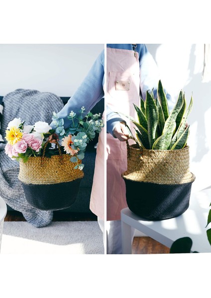 Deniz Çayırı Bitki Sepeti - Kulplu El Dokuma Göbek Sepeti, Ekstra Büyük Depolama Çamaşırhane, Piknik, Saksı Kapağı (Yurt Dışından) fiyatları