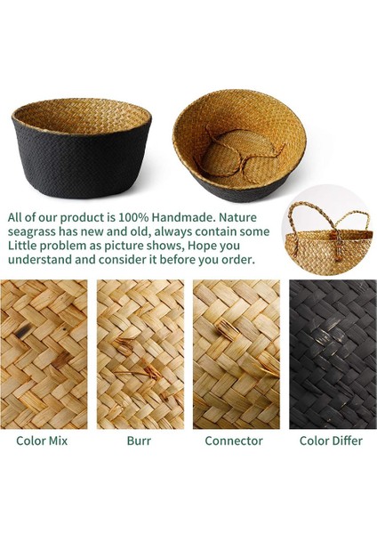 Deniz Çayırı Bitki Sepeti - Kulplu El Dokuma Göbek Sepeti, Ekstra Büyük Depolama Çamaşırhane, Piknik, Saksı Kapağı (Yurt Dışından) modelleri