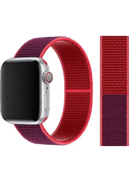 Alan Tech Watch Ultra 49MM Kordon Uyumlu Krd-03 Hasır Strap Kayış Zore 52-Red Purple