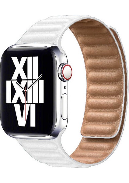 ​​​watch Ultra 49MM Kordon Uyumlu Krd-34 Deri Strap Kayış Zore Beyaz