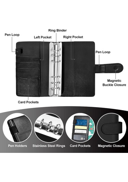 A6 Pu Defter Binder Bütçe Planlama Klasör Kapağı, 8 Bağlayıcı Cepler, Nakit Bütçe Zarf Sistemi, Nakit B'yi Saklamak Için (Yurt Dışından)