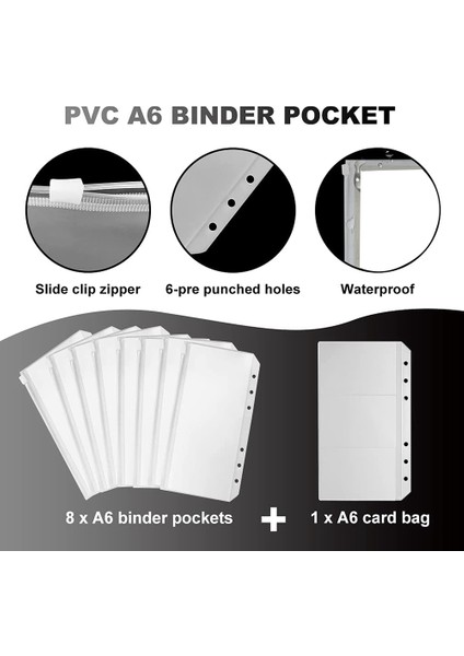 A6 Pu Defter Binder Bütçe Planlama Klasör Kapağı, 8 Bağlayıcı Cepler, Nakit Bütçe Zarf Sistemi, Nakit B'yi Saklamak Için (Yurt Dışından)
