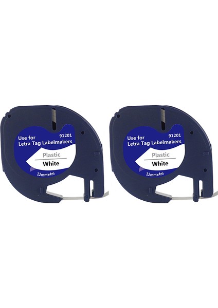 Letratag 91201 Beyaz Üzerine Siyah (12MM x 4m) Için -100H, -100T, -2000, QX50 Için 2'li Paket Plastik Etiket Bantları (Yurt Dışından)