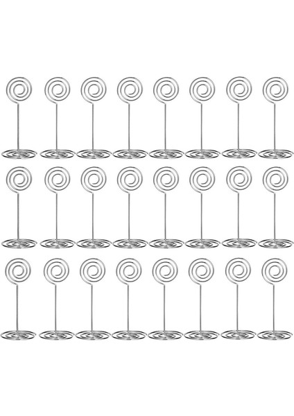 24 Paket Yer Kartı Sahipleri Masa Numarası Sahipleri Düğün Ofis Adı Notu Menü Klipleri Için Tel Masa Fotoğraf Tutucu (Gümüş) (Yurt Dışından)