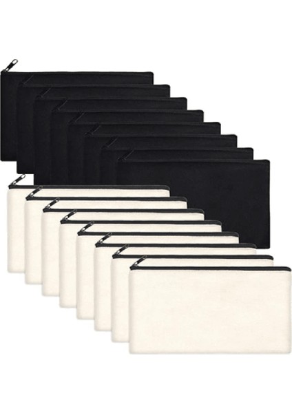 16 Adet Çok Fermuarlı Kozmetik Çantası Kanvas Makyaj Torbaları Makyaj Çantası Kalem Kalem Çantası Boş Dıy Zanaat Çanta (Yurt Dışından)