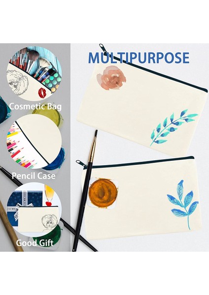 16 Adet Çok Fermuarlı Kozmetik Çantası Kanvas Makyaj Torbaları Makyaj Çantası Kalem Kalem Çantası Boş Dıy Zanaat Çanta (Yurt Dışından) fiyatları