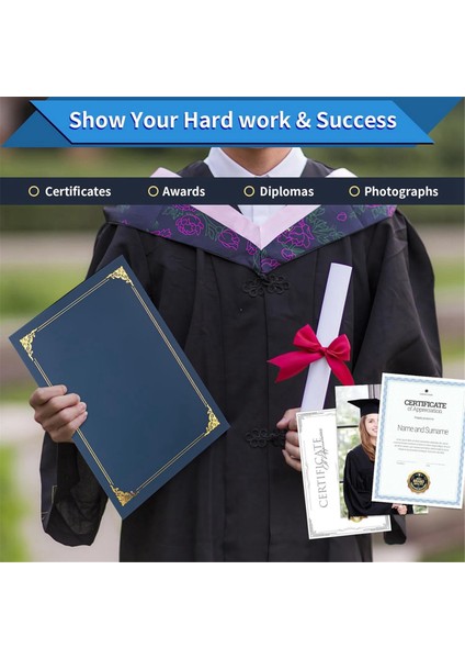 Sertifika Sahipleri, 10 Paket Diploma Sahipleri, Mektup Boyutu 8,5X11 Inç Için Altın Folyo Kenarlı Sertifika Kapakları (Yurt Dışından) modelleri
