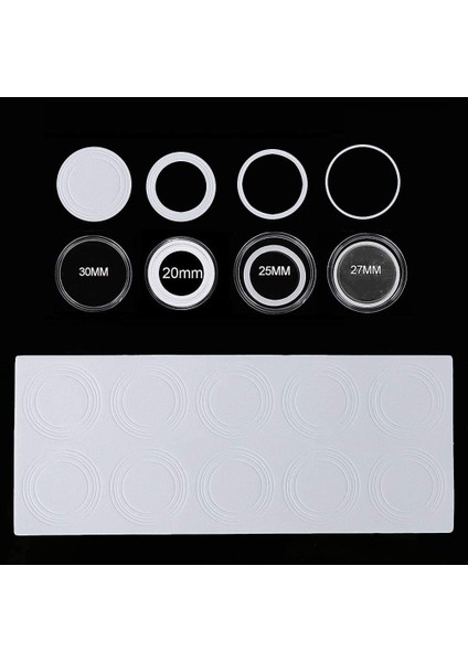 30 mm Madeni Para Kapsülleri Ps Yuvarlak Madeni Para Tutucu Kılıf ve 6 Boyutlu (19/20/22.25/25/27/30MM) Koruma Contası (Yurt Dışından) fırsatları