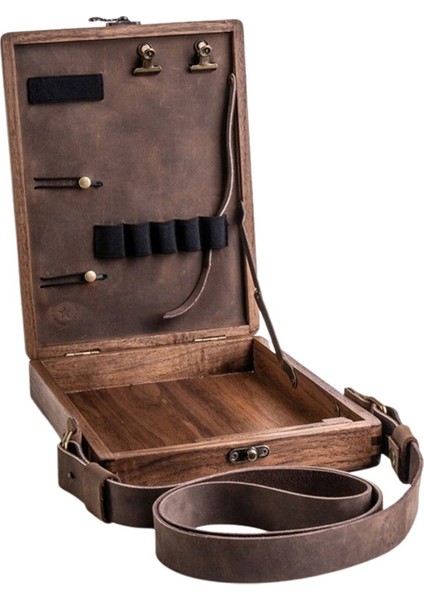 Yazarlar Messenger Ahşap Kutu A5 Ahşap Retro Trend Omuz Çantası Açık Evrak Çantası Kutusu Ev Dekor Sanat Çanta (Yurt Dışından)