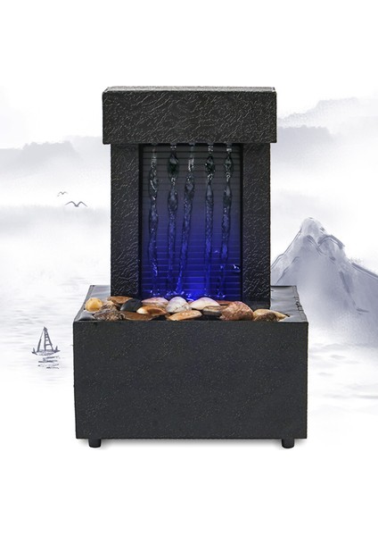 Çakıl Taşı Meditasyon Kemeri LED Aydınlatma Yatıştırıcı Masaüstü Çeşmesi, Kapalı Şelale Minyatür Yaşam (Yurt Dışından)
