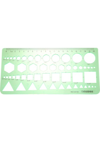Yeşil Plastik Daireler Kareler Altıgenler Geometrik Şablon Cetvel 0-20CM (Yurt Dışından)