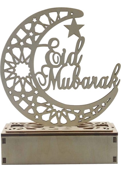 Ahşap LED Işık Saray Eid Mubarak Dekor Ramazan Dekorasyon Müslüman Zanaat Malzemeleri Ramazan Dekorasyon Ev Partisi Dekoru-A (Yurt Dışından)