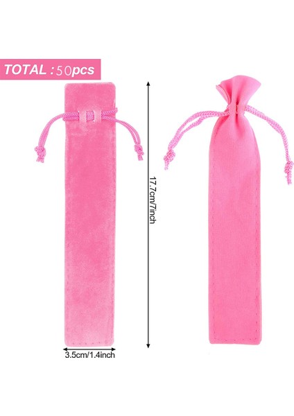 50 Adet Kadife Kalem Kılıfı Tutucu Tek Hediye Kalem Çantası Kalem Kutusu Halat ile Kızlar Için Ofis ve Okul Malzemeleri, Pembe (Yurt Dışından) fırsatları