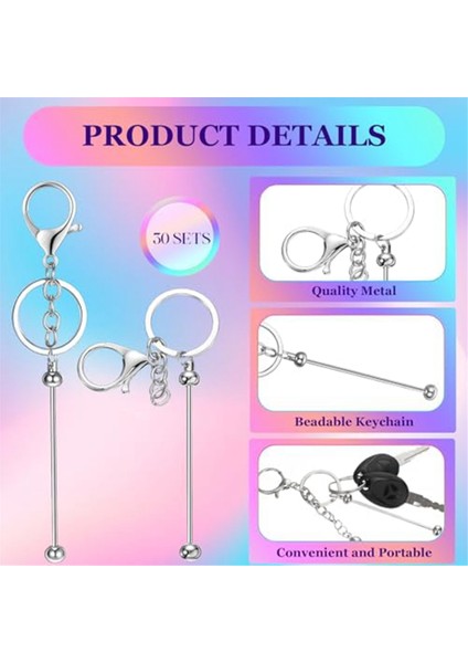 Proje Kolye Anahtarlıkları Için 30 Boncuklu Anahtarlıklar Holografik Yeniden Kapatılabilir Çanta Seti (Yurt Dışından) modelleri