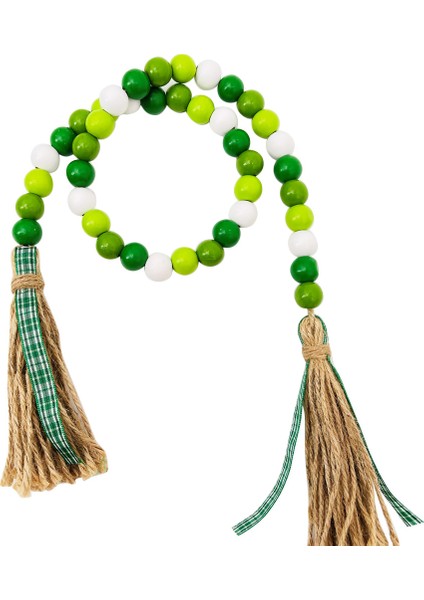 Aziz Günü Ahşap Boncuk Çelenk, Rustik Çiftlik Evi Boncukları Tespihler Katmanlı Tepsi Ev Bahar Dekorasyonu (Yurt Dışından)