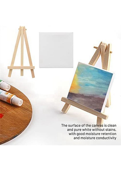 16 Paket 4x4 Inç Gerilmiş Mini Tuval Küçük Resim Tuval Şövale Sanat Tuvaller Çocuklar Için Boyama Zanaat (Yurt Dışından)