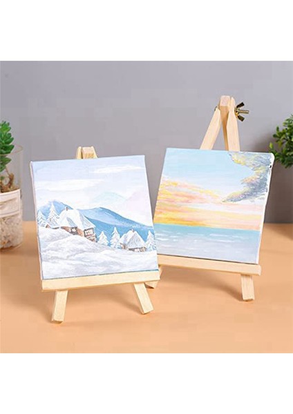 16 Paket 4x4 Inç Gerilmiş Mini Tuval Küçük Resim Tuval Şövale Sanat Tuvaller Çocuklar Için Boyama Zanaat (Yurt Dışından)