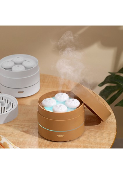 200ML Uçucu Yağ Difüzör USB Sevimli Vapur Topuz Şekli Nemlendirici Difüzör Gece Lambası Ev Küçük Ev Aletleri Kahverengi (Yurt Dışından) fırsatları
