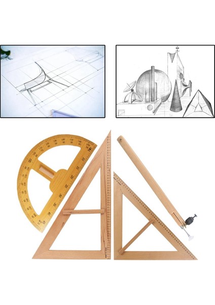 Sant Kuee Ahşap Matematik Geometri Seti, Pusula, Üçgen Cetvel Kırtasiye Öğretmenler Ressam Kara Tahta Mühendisler Çizim (Yurt Dışından)