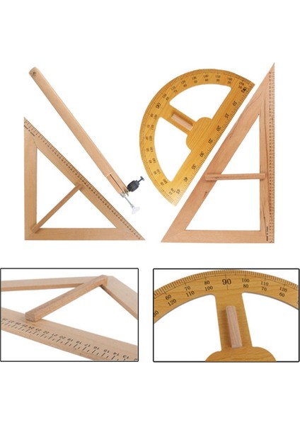 Sant Kuee Ahşap Matematik Geometri Seti, Pusula, Üçgen Cetvel Kırtasiye Öğretmenler Ressam Kara Tahta Mühendisler Çizim (Yurt Dışından)