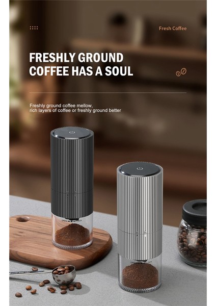 Taşınabilir Elektrikli Kahve Çekirdeği Öğütücü Type-C USB Şarj Öğütücü Makinesi Espresso/damla/soğuk Demlemek Kahve Değirmeni-Siyah (Yurt Dışından)