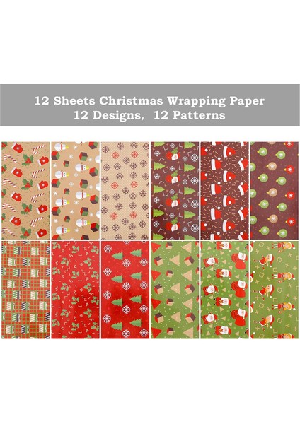 12 Paket Ambalaj Kağıdı, Noel Doğum Günü Partisi Için Ambalaj Kağıdı Seti Hediye Paketi (Yurt Dışından) modelleri