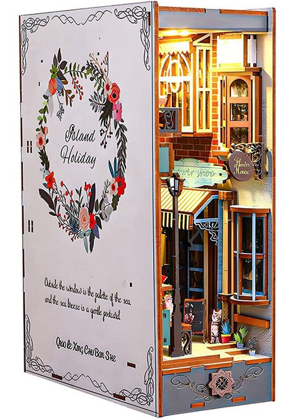 Dıy Kitap Kuytu Kiti, Kitaplık Eklemek Dekor 3D Ahşap Bulmaca Model Kiti, LED Işık ile Kitap Ayracı Seti, Insan Sensörü Anahtarı (Yurt Dışından)