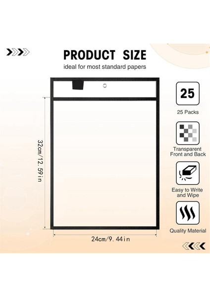 25 Adet Dosya Klasörleri 24X32CM Çalışma Not Tutucu Kuru Silme Cepler Öğretmenler Için Çalışma Sınıfı Organizasyon Malzemeleri B (Yurt Dışından)