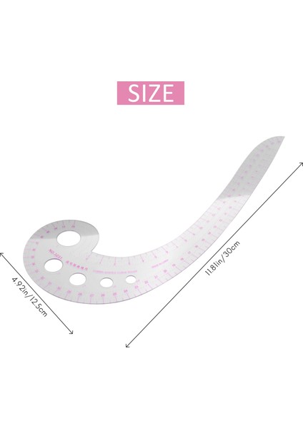 (R) 11.8" Uzun Virgül Şekilli Plastik Şeffaf Fransız Kavisli Cetvel Spline (Yurt Dışından)