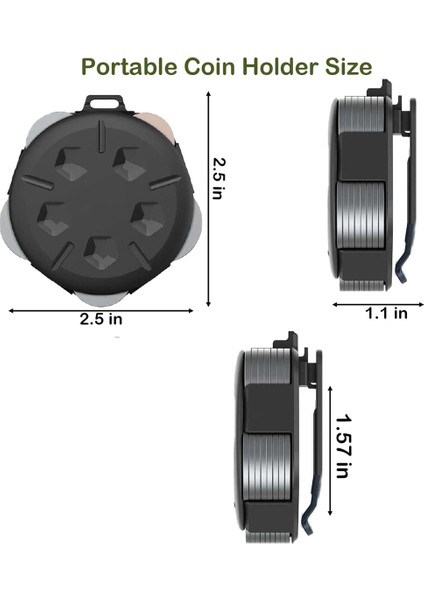 2'li Paket Madeni Para Dağıtıcı - Klipsli Taşınabilir Madeni Para Kutusu, Bozuk Para Tutucu Minimalist Madeni Para Toplama Cüzdanı (2'li Paket, Siyah) (Yurt Dışından)