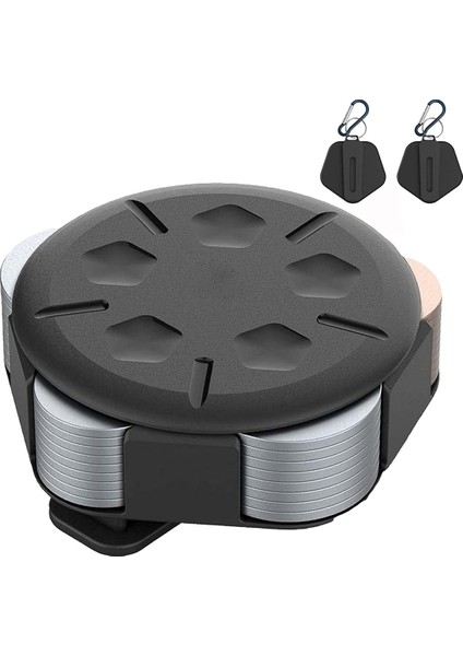 2'li Paket Madeni Para Dağıtıcı - Klipsli Taşınabilir Madeni Para Kutusu, Bozuk Para Tutucu Minimalist Madeni Para Toplama Cüzdanı (2'li Paket, Siyah) (Yurt Dışından)