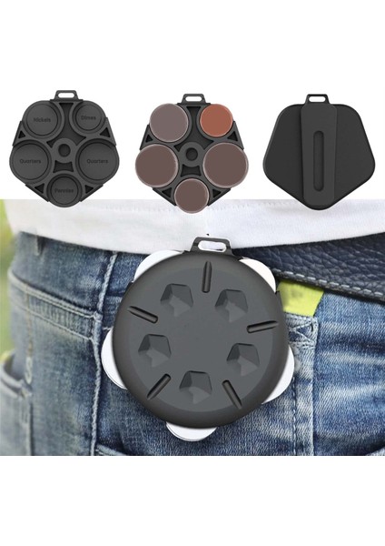 2'li Paket Madeni Para Dağıtıcı - Klipsli Taşınabilir Madeni Para Kutusu, Bozuk Para Tutucu Minimalist Madeni Para Toplama Cüzdanı (2'li Paket, Siyah) (Yurt Dışından)