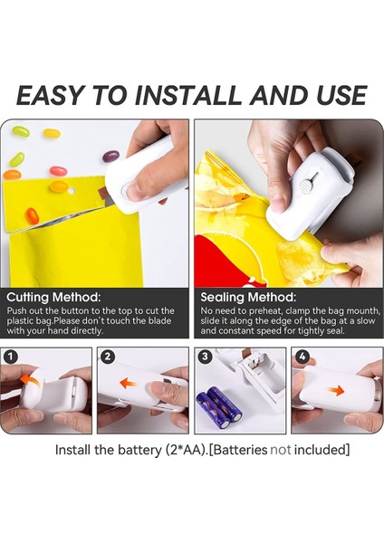 Mini Çanta Kapatıcı, Elde Taşınabilir Isı Vakum Kapatıcı, 2'si 1 Arada Isı Kapatıcı ve Kordonlu Kesici, Taşınabilir Çanta Kapatma Makinesi (Yurt Dışından) indirimleri