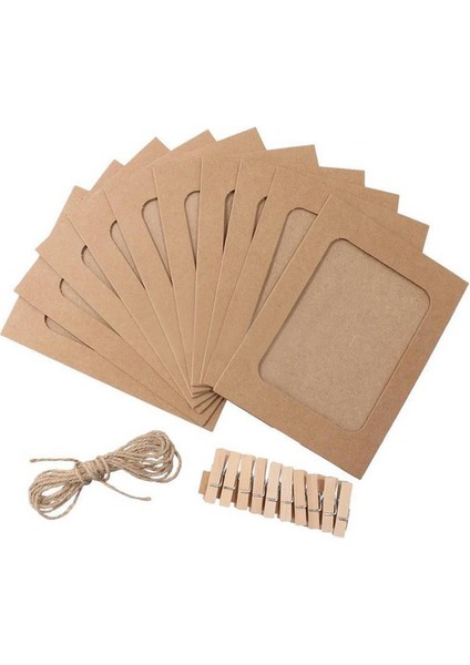 10 Adet/takım Kağıt Fotoğraf Dıy Duvar Resmi Asılı Çerçeve Albümü Halat Klip Seti Ev Dekor 3 Inç Kahverengi (Yurt Dışından)