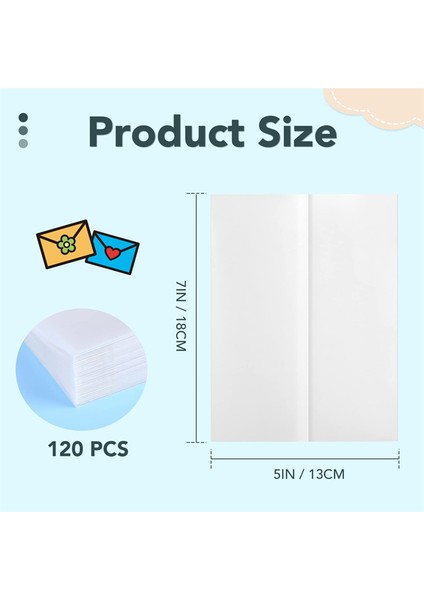 120 Adet Önceden Katlanmış Parşömen Kağıt, Yazdırılabilir Parşömen Ceketler Yarı Saydam Parşömen Kağıt 5x7 Inç Parşömen Kağıt Sarar (Yurt Dışından)