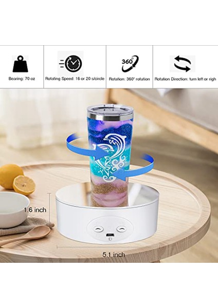 Bardak Turner Döner Ekran Standı, Tumblerlar Için, Fotoğraf Ekranı Için 360 Derece Otomatik Sessiz Döndürme Döner Tablası (Yurt Dışından) fiyatları