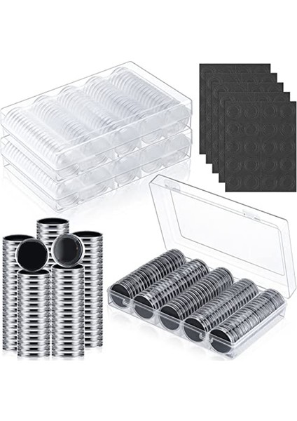 300 Adet 30 mm Madeni Para Kapsülleri Siyah Korumalı Conta Köpüğü ile 5 Boyut (17/19/21.5/25/27/30MM) Madeni Para Tutucu Kılıf (Yurt Dışından)