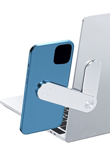 Manyetik Dizüstü Bilgisayar Telefon Tutacağı, Ayarlanabilir Dizüstü Bilgisayar Cep Telefonu Bağlantısı, Dizüstü Bilgisayar Yan Montaj Klipsi (Gümüş) (Yurt Dışından)