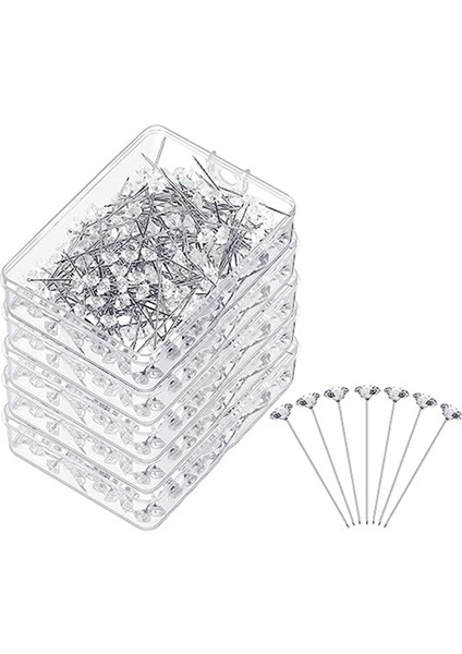1000 Adet Korsaj Yaka Çiceği Pimleri 1.5 Inç Buket Pimleri Çiçek Pimleri Elmas Rhinestones Pimleri Kristal Kafa Düz Pimleri (Yurt Dışından)