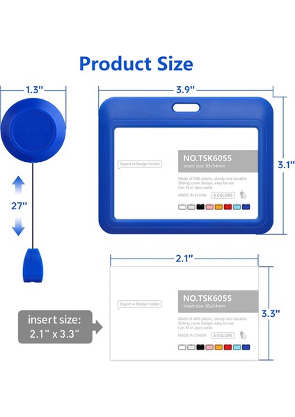 Geri Çekilebilir Rozet Tutucular, Geri Çekilebilir Rozet Makarası Klipsli Plastik Kayar Yaka Kartı Tutucu, 3'lü Paket Yatay Mavi (Yurt Dışından) fırsatları