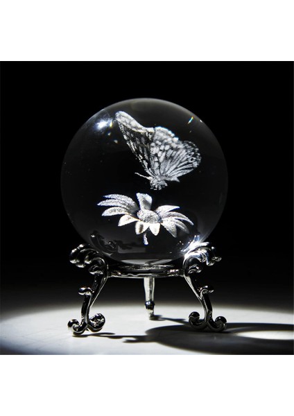 3D Lazer Kazınmış Yıldızlı Kristal Dekoratif Top Heykelcik 60MM Cam Küre Paperweight Standı Sanat Dekor El Sanatları E (Yurt Dışından)