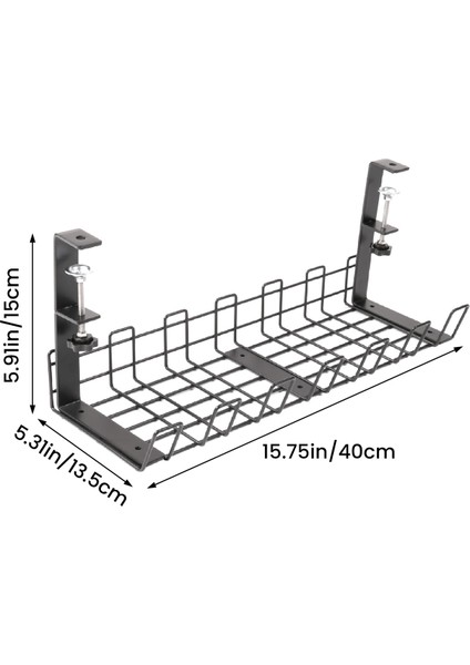 Delmesiz Masa Altı Kablo Düzenleyici, 1 Adet Yüksek Kapasiteli Metal Masa Altı Kablo Düzenleyici, 40X13.5X15CM (Yurt Dışından)