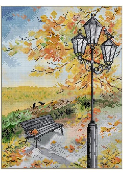 Damgalı Kit Dıy Sanat Desen 14CT Baskılı Kumaş Nakış Ev Dekorasyonu - Park Bankı (Yurt Dışından)