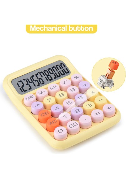 Mekanik Butonlu Hesap Makinesi, 12 Haneli LCD Ekran, Kolay Basılabilen Büyük Butonlar, Renkli Şeker Hesap Makinesi Sarı (Yurt Dışından) fiyatları