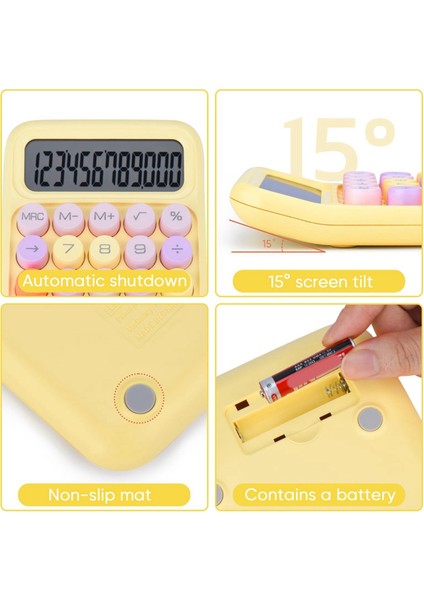 Mekanik Butonlu Hesap Makinesi, 12 Haneli LCD Ekran, Kolay Basılabilen Büyük Butonlar, Renkli Şeker Hesap Makinesi Sarı (Yurt Dışından) fırsatları
